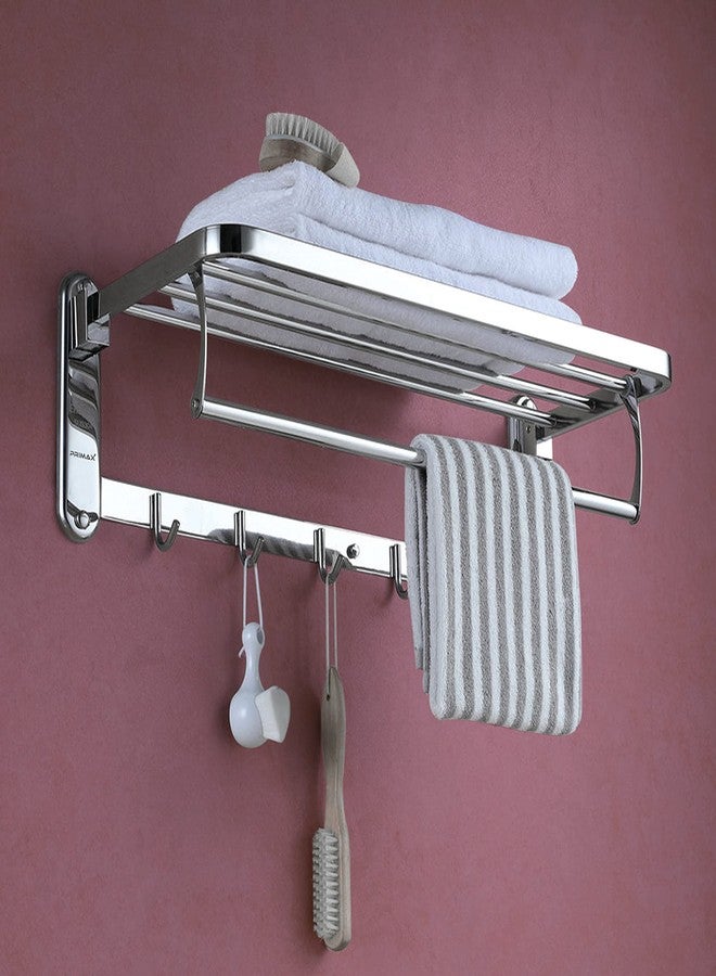 Primax Casa 304 Grade Stainless Steel Folding Towel Rack for Bathroom/Towel Stand/Hanger/Bathroom Accessories (24 Inch-Chrome) - Image 1